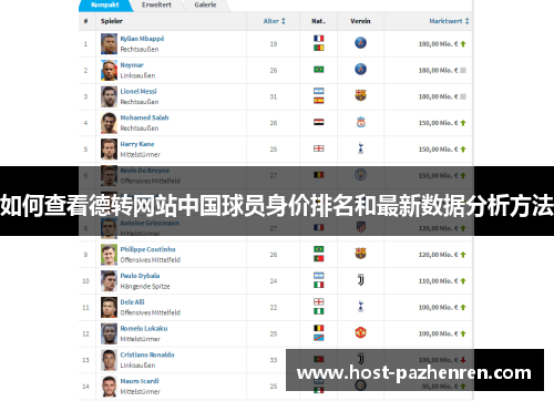 如何查看德转网站中国球员身价排名和最新数据分析方法